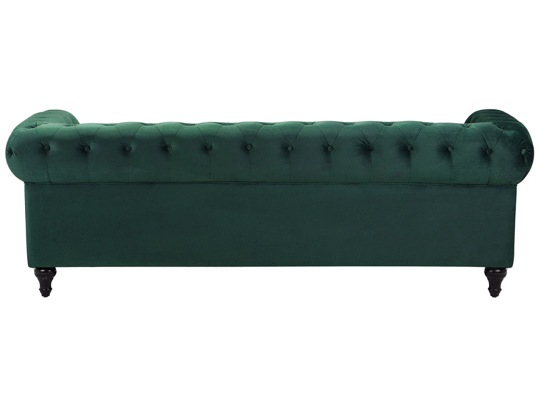 Chesterfield 3 Seater Velvet Fabric Sofa Green