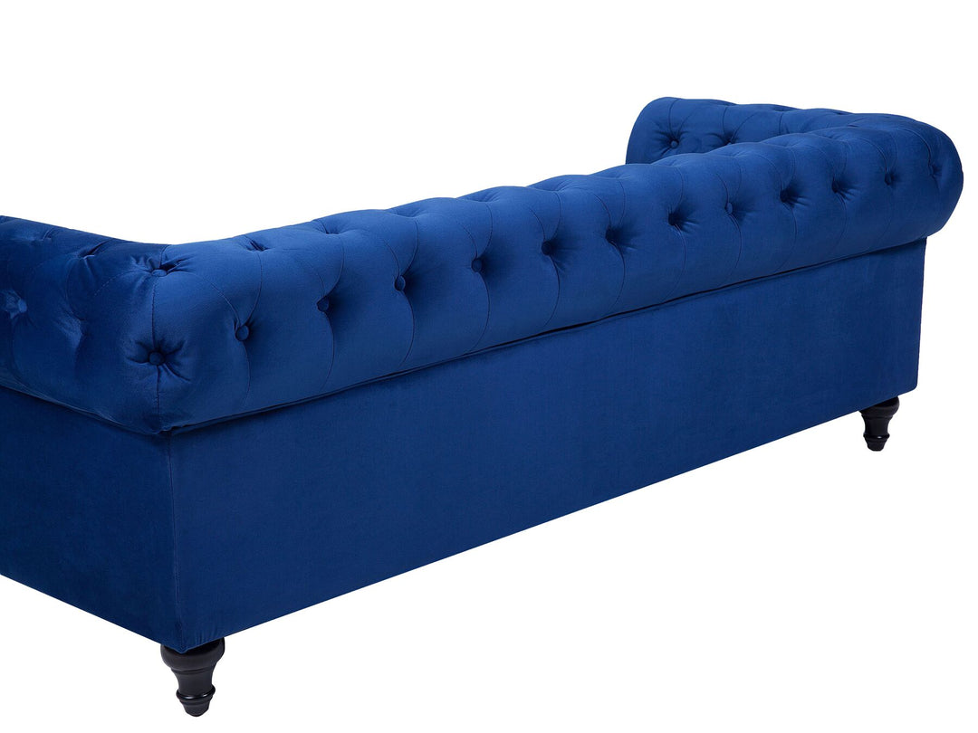 Chesterfield 3 Seater Velvet Fabric Sofa Navy Blue