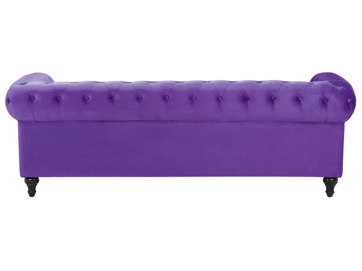 Chesterfield 3 Seater Velvet Fabric Sofa Purple