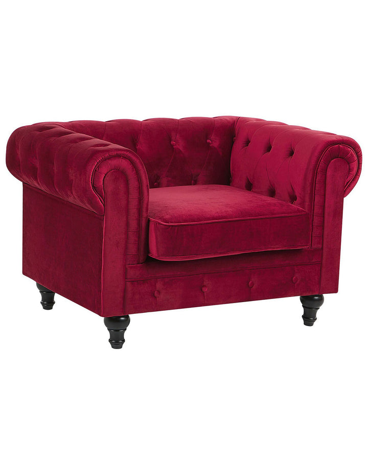 Chesterfield Armchair Velvet Dark Red