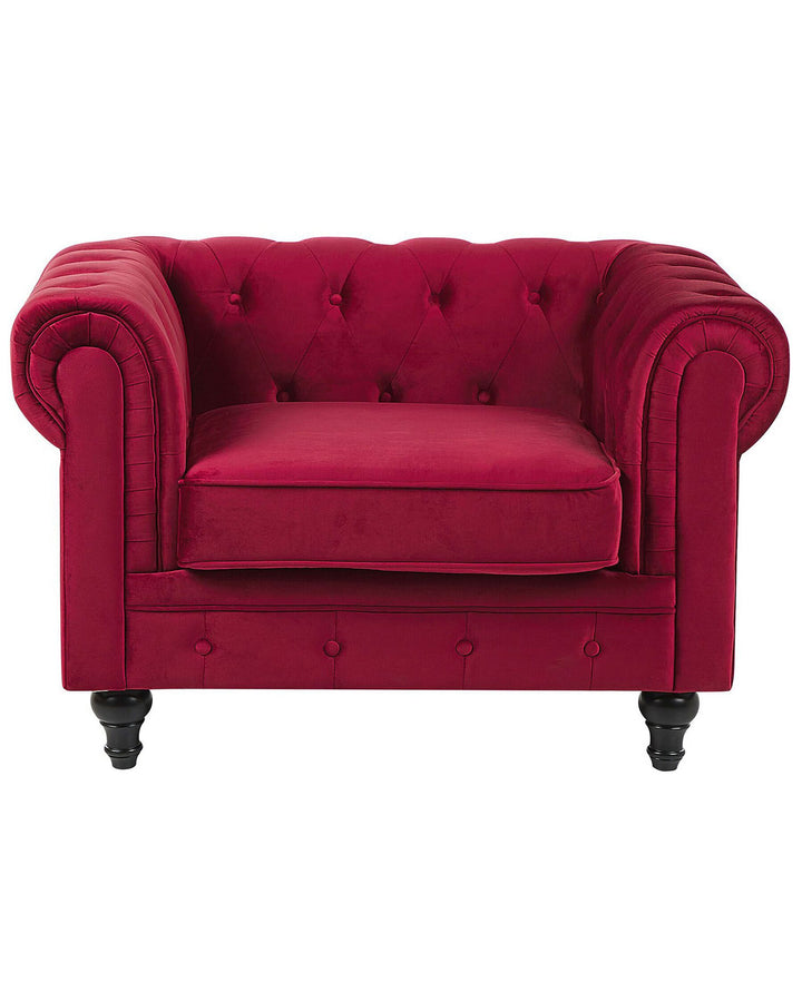 Chesterfield Armchair Velvet Dark Red