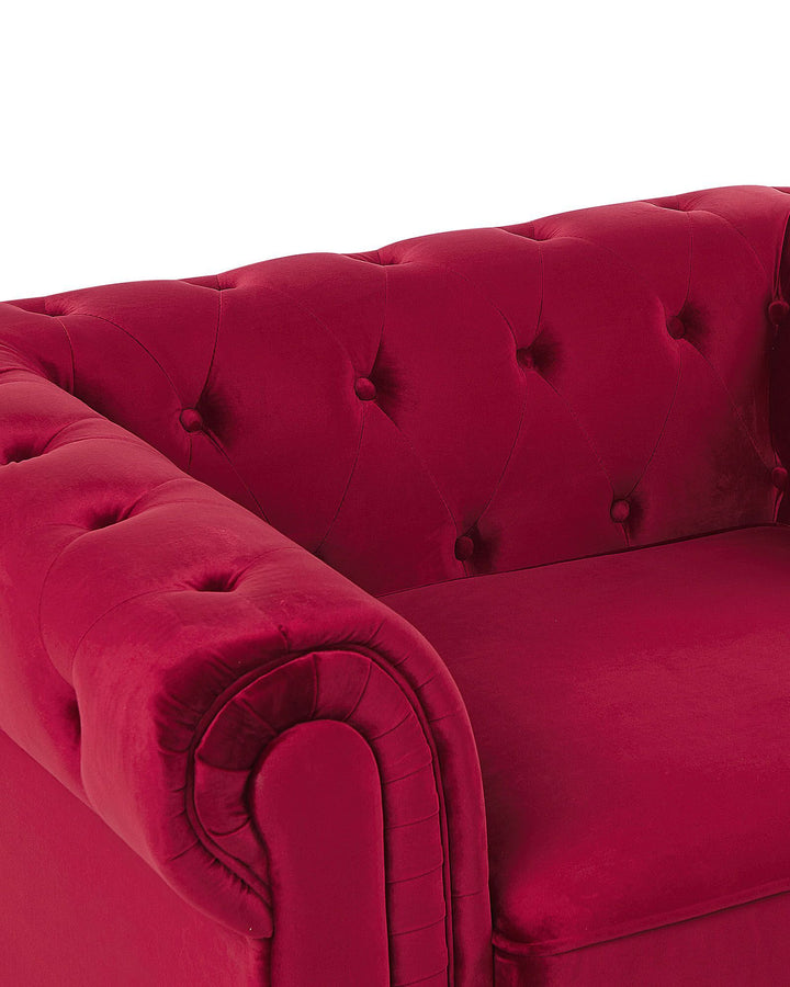 Chesterfield Armchair Velvet Dark Red