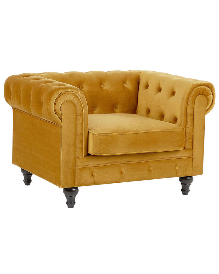 Chesterfield Armchair Velvet Mustard