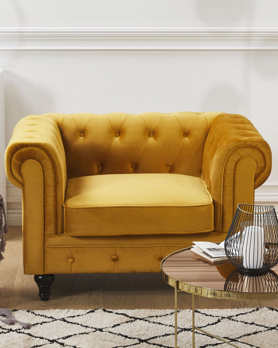 Chesterfield Armchair Velvet Mustard