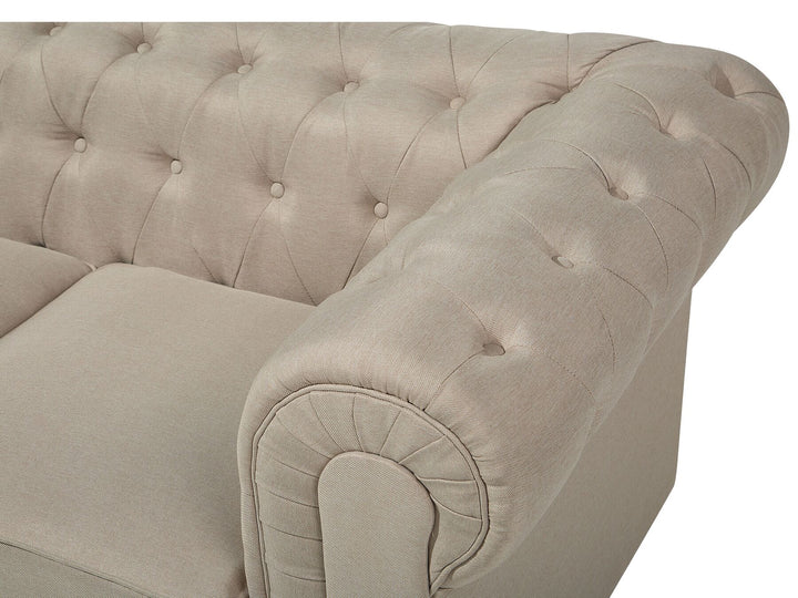 Chesterfield Big 3 Seater Fabric Sofa Beige