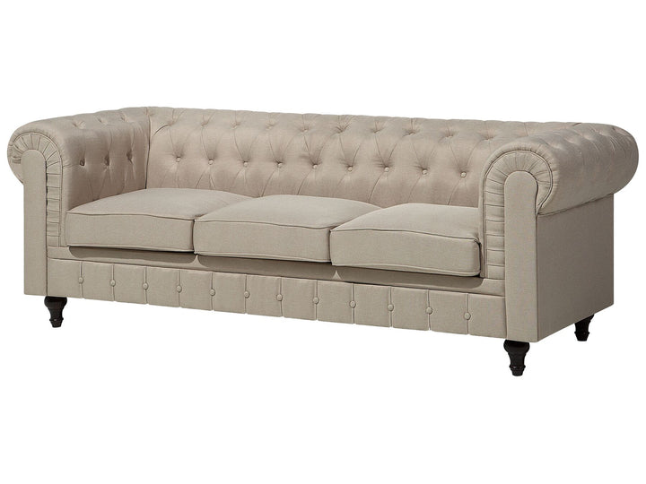 Chesterfield Big 3 Seater Fabric Sofa Beige