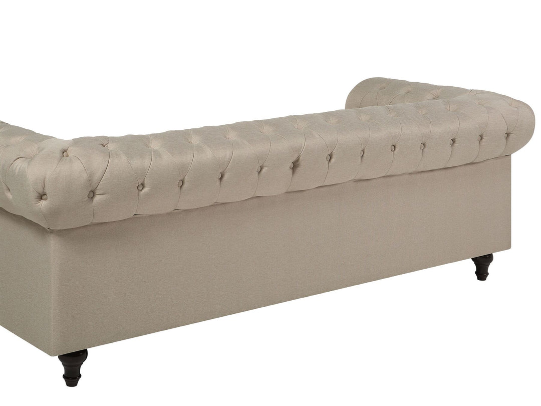 Chesterfield Big 3 Seater Fabric Sofa Beige