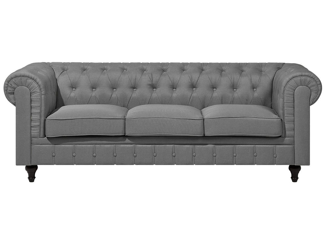 Chesterfield Big 3 Seater Fabric Sofa Grey