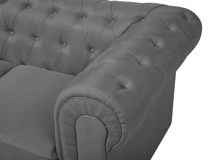 Chesterfield Big 3 Seater Fabric Sofa Grey