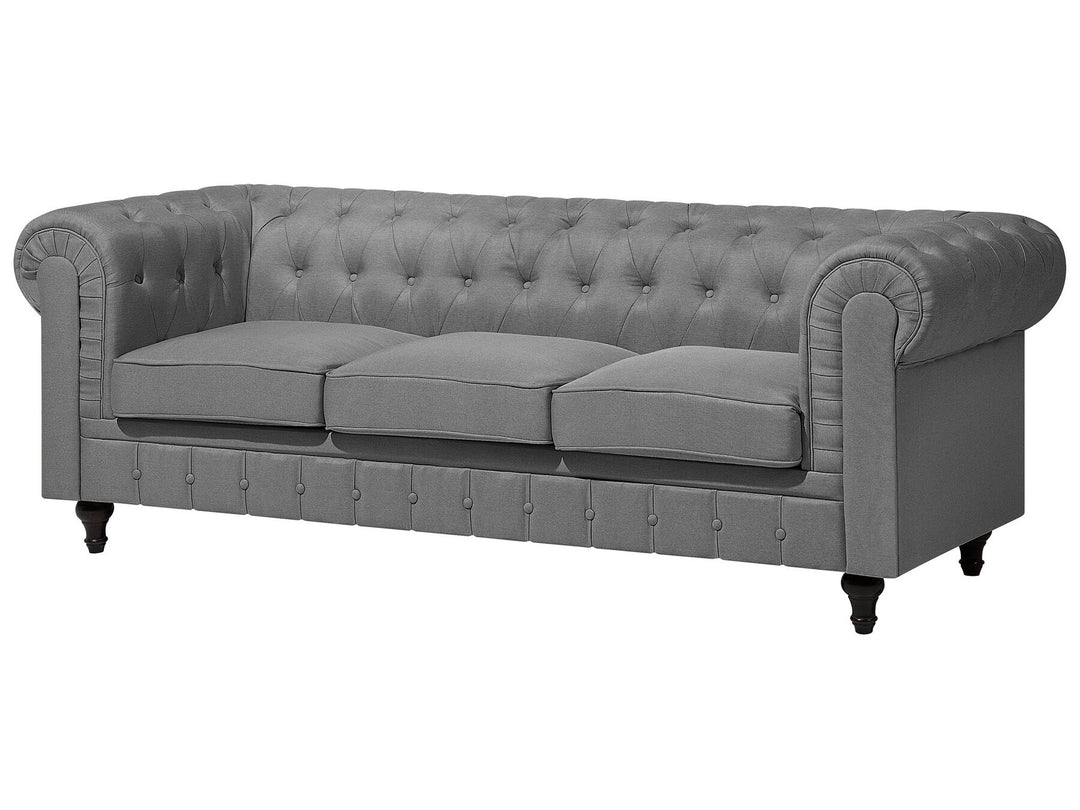 Chesterfield Big 3 Seater Fabric Sofa Grey