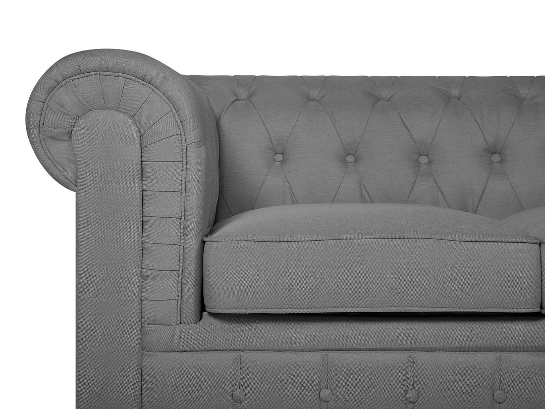 Chesterfield Big 3 Seater Fabric Sofa Grey