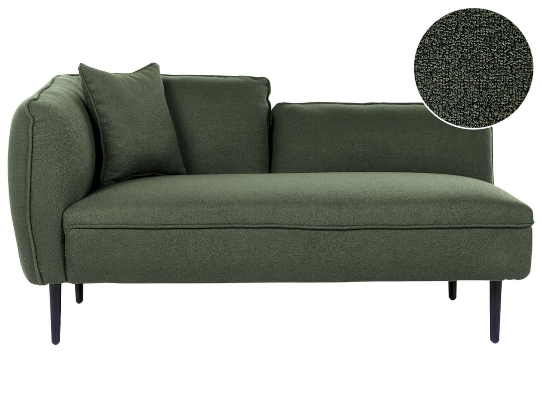 Chevannes Left Hand Boucle Chaise Lounge Dark Green