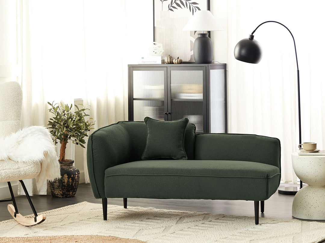 Chevannes Left Hand Boucle Chaise Lounge Dark Green