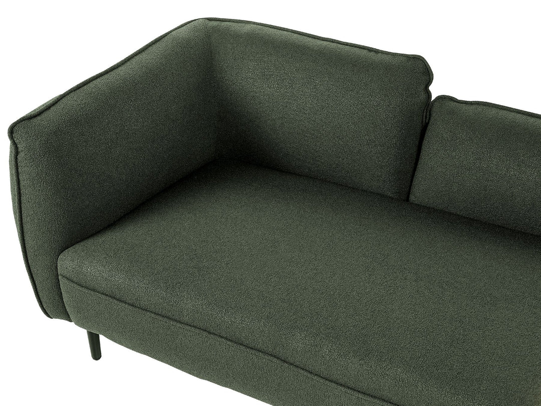 Chevannes Left Hand Boucle Chaise Lounge Dark Green