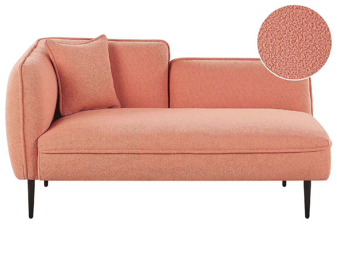 Chevannes Left Hand Boucle Chaise Lounge Peach Pink