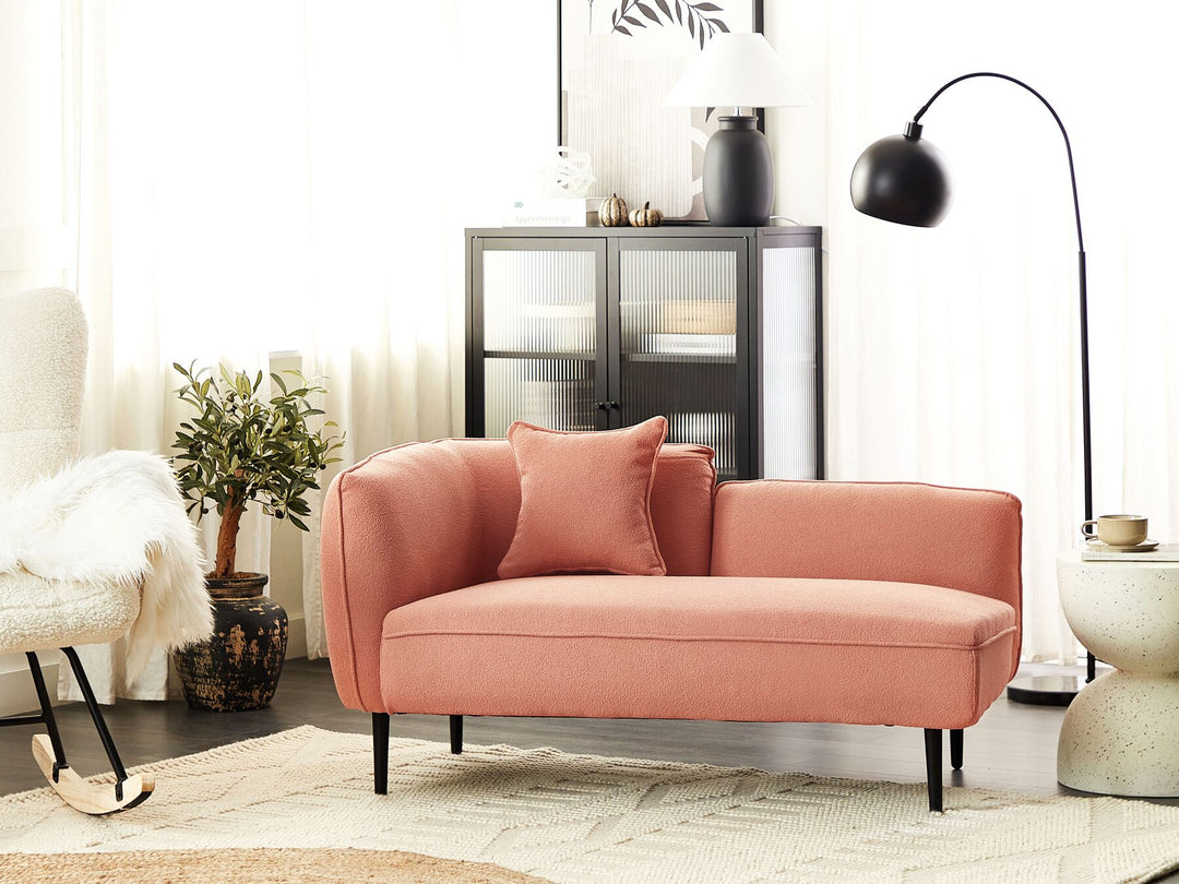 Chevannes Left Hand Boucle Chaise Lounge Peach Pink