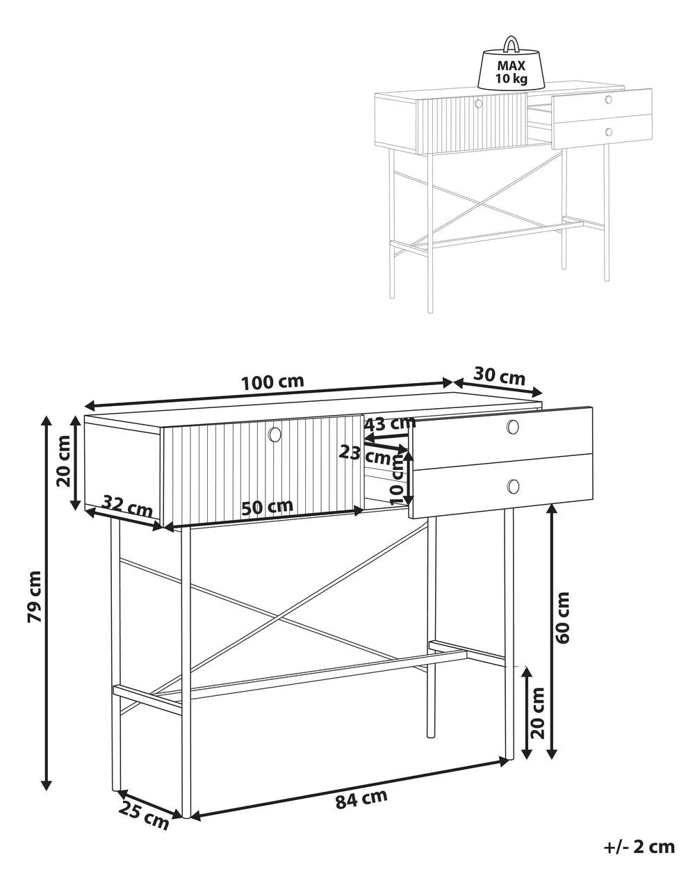 Console Table Black Robust Frame Sorino