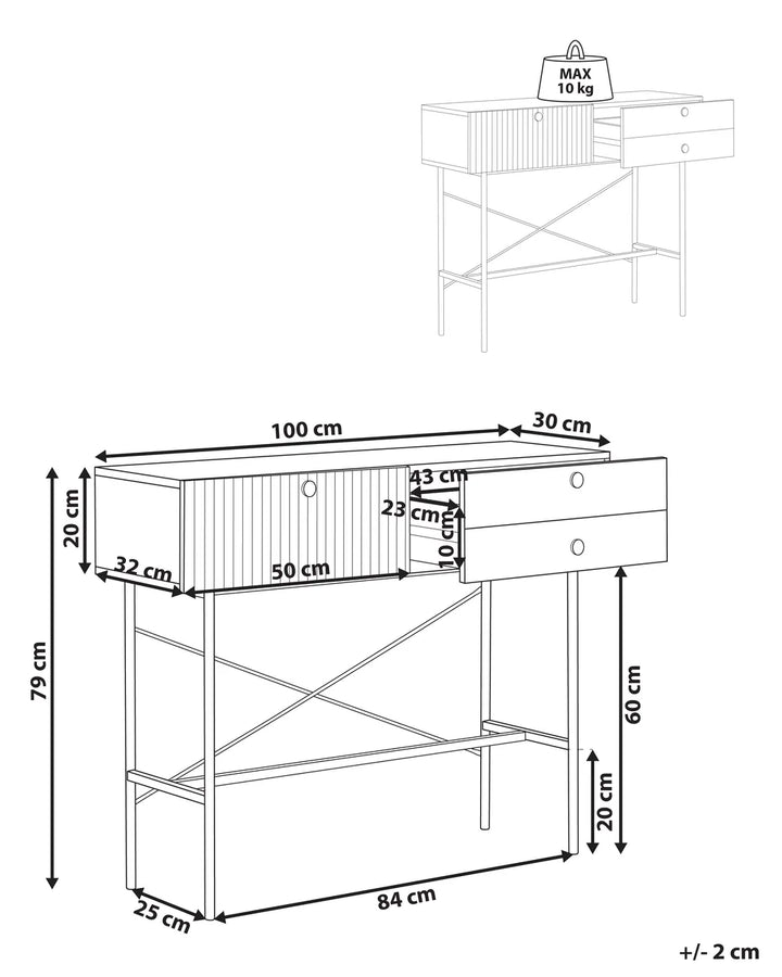 Console Table Black Robust Frame Sorino