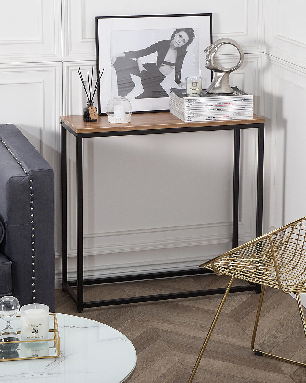 Console Table Brown/ Black Durable Construction Delano