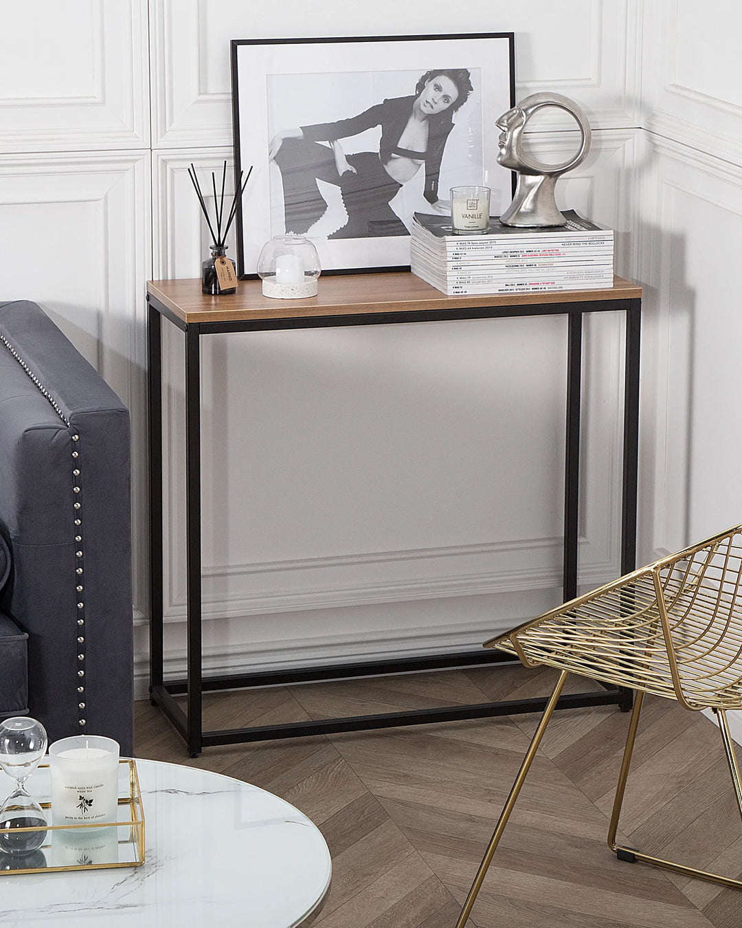 Console Table Brown/ Black Durable Construction Delano