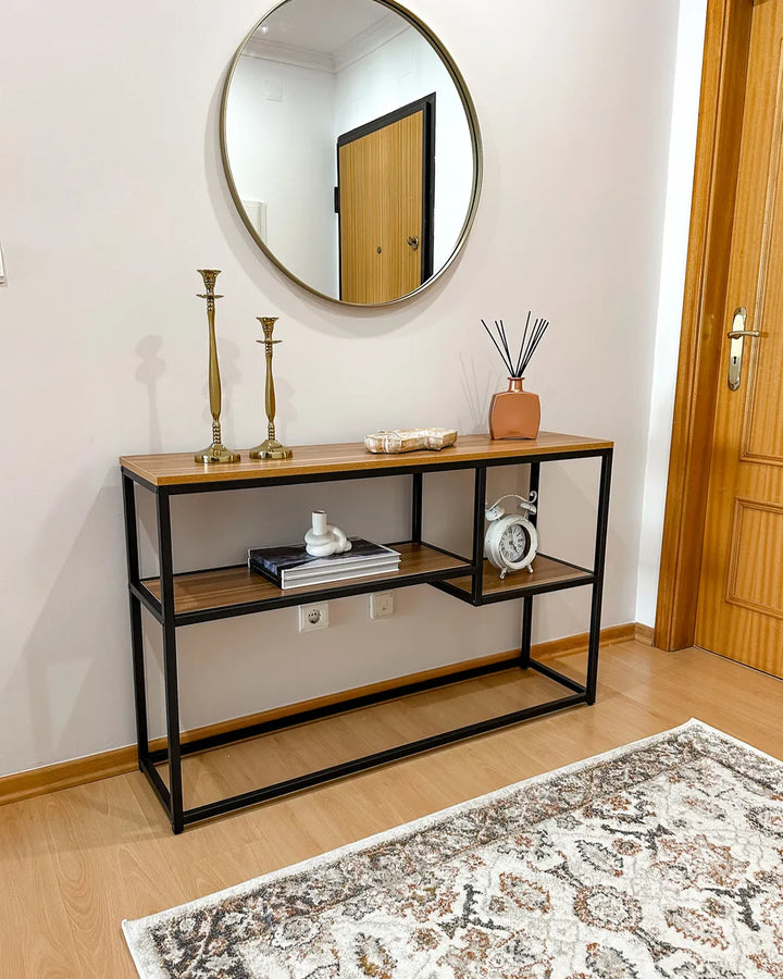 Console Table Brown Functional Storage Space Brento