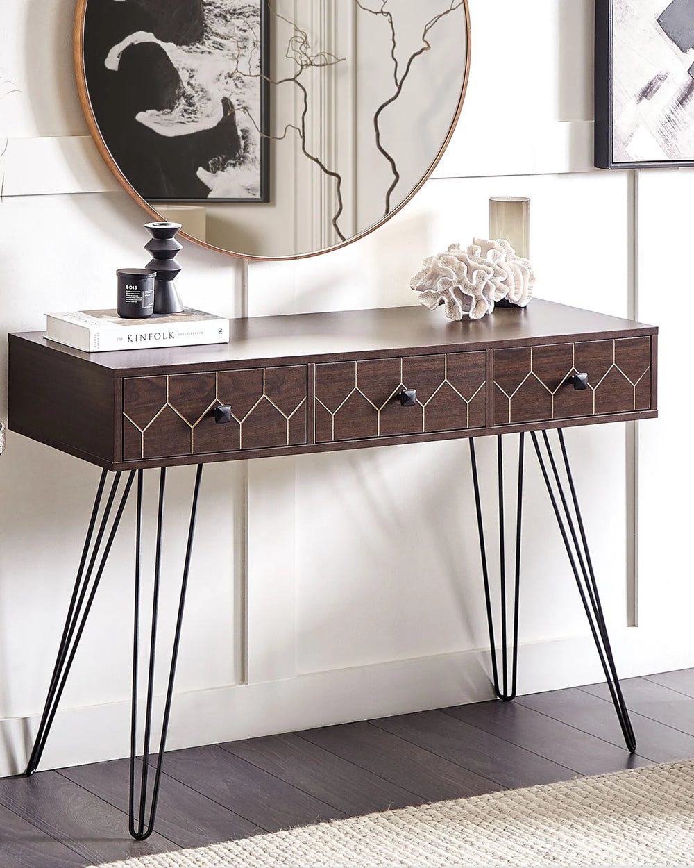 Console Table Dark Brown Timeless Design Orvian