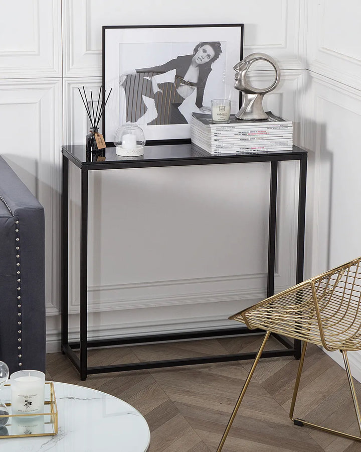 Console Table Tempered Glass Black Chic Look Corvia