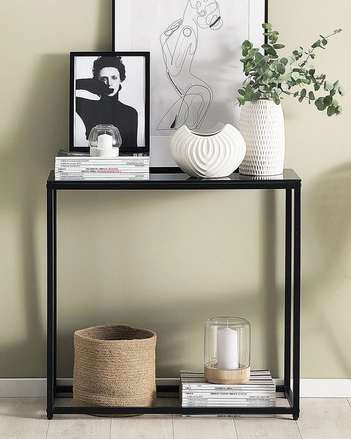 Console Table Tempered Glass Black Chic Look Corvia