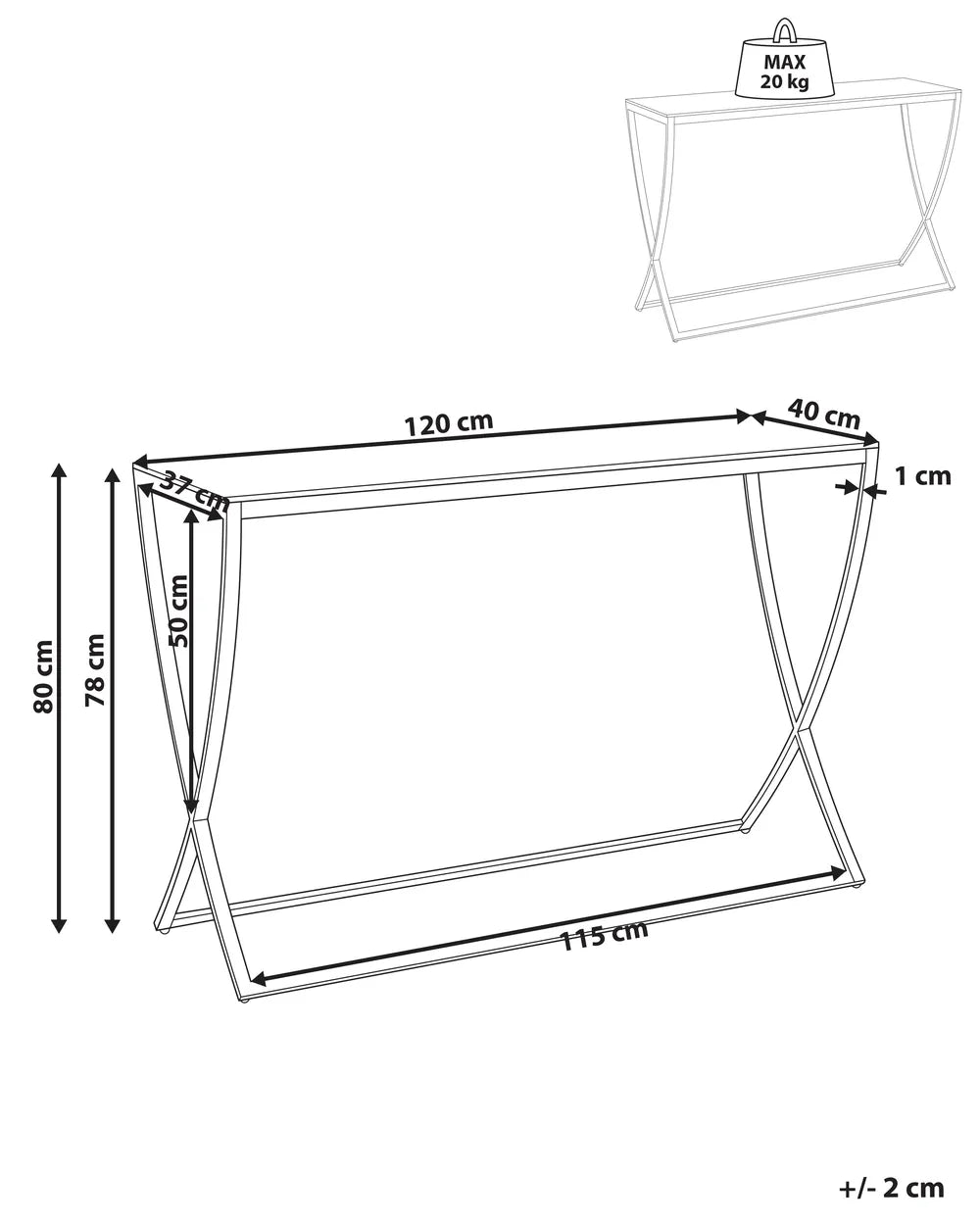 Console Table Tempered Glass Gold Robust Frame Genvia
