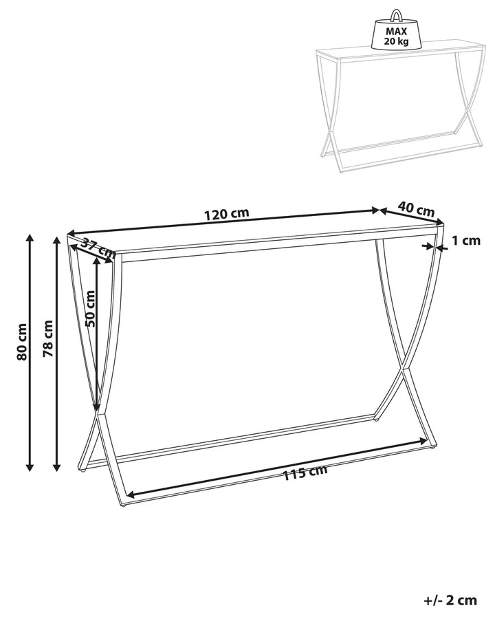 Console Table Tempered Glass Gold Robust Frame Genvia