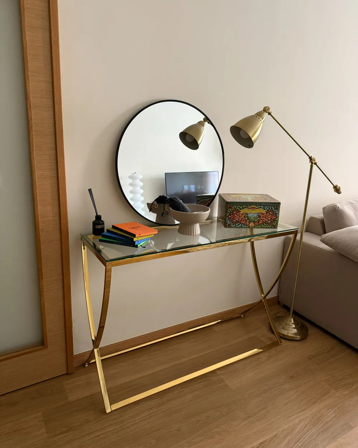 Console Table Tempered Glass Gold Robust Frame Genvia