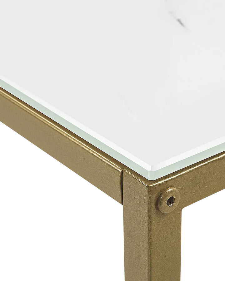 Console Table Tempered Glass Marble Gold Chic Look Elvoro