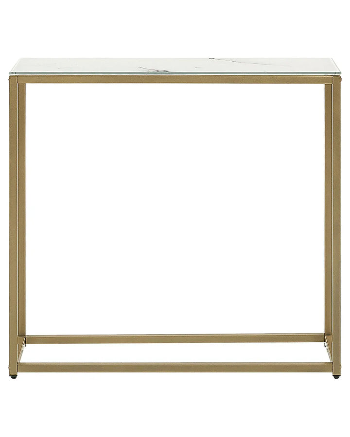 Console Table Tempered Glass Marble Gold Chic Look Elvoro