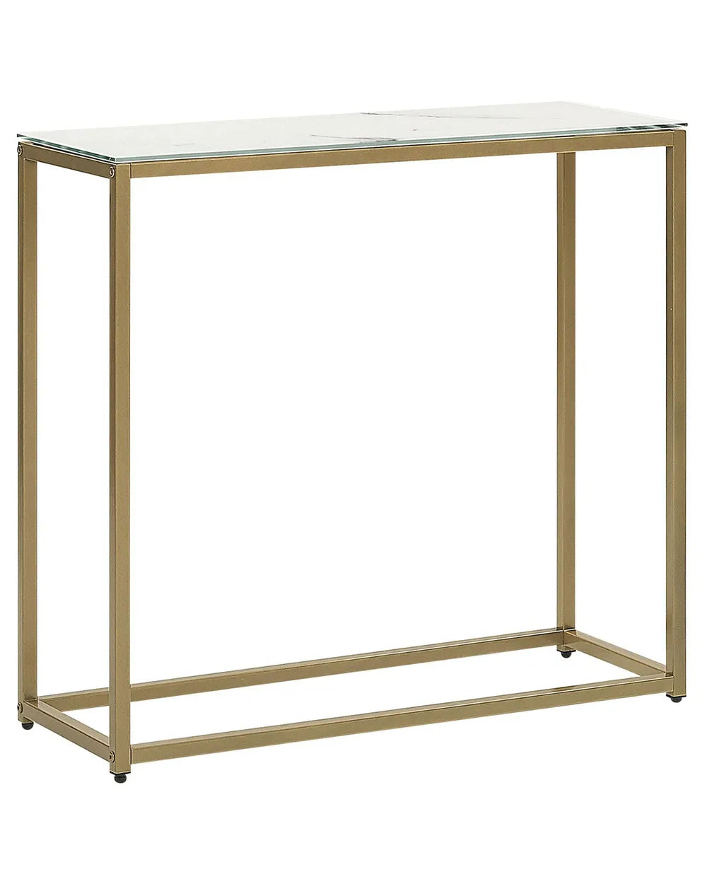Console Table Tempered Glass Marble Gold Chic Look Elvoro
