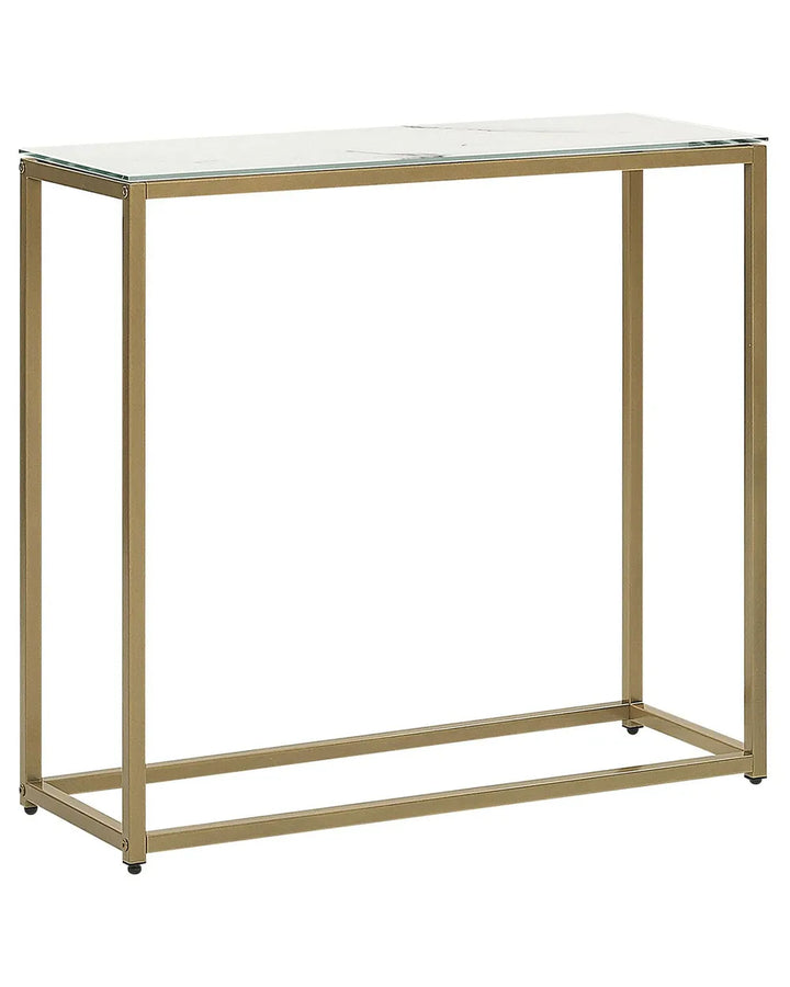 Console Table Tempered Glass Marble Gold Chic Look Elvoro