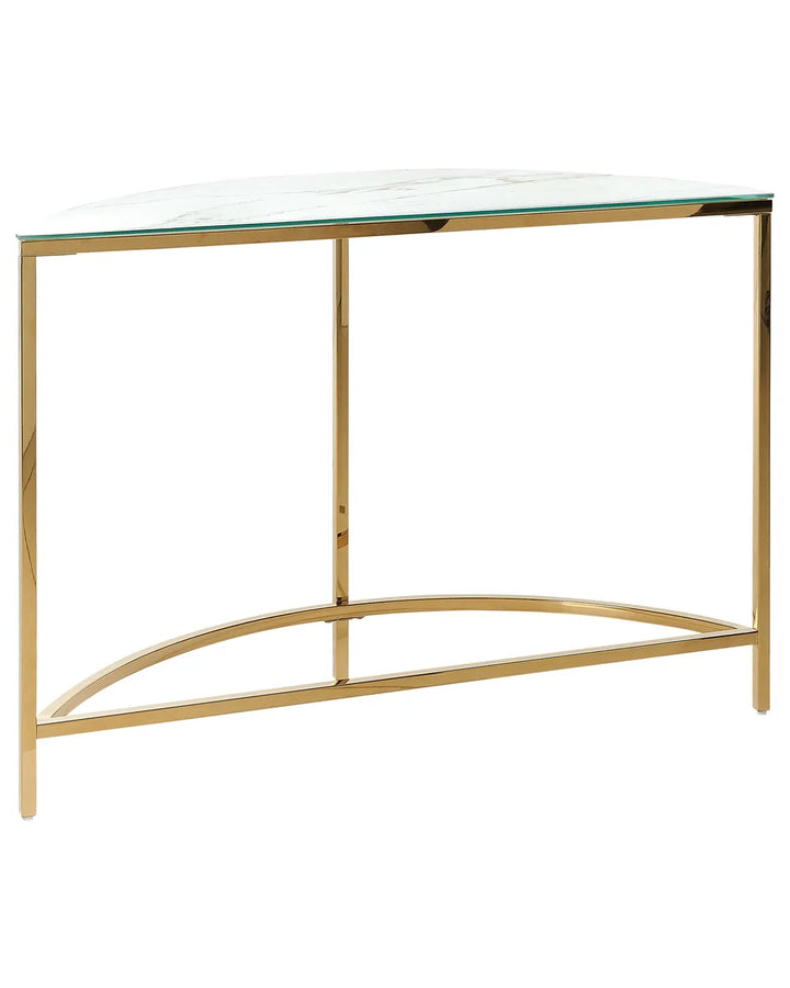Console Table Tempered Glass White Marble Design Tavora
