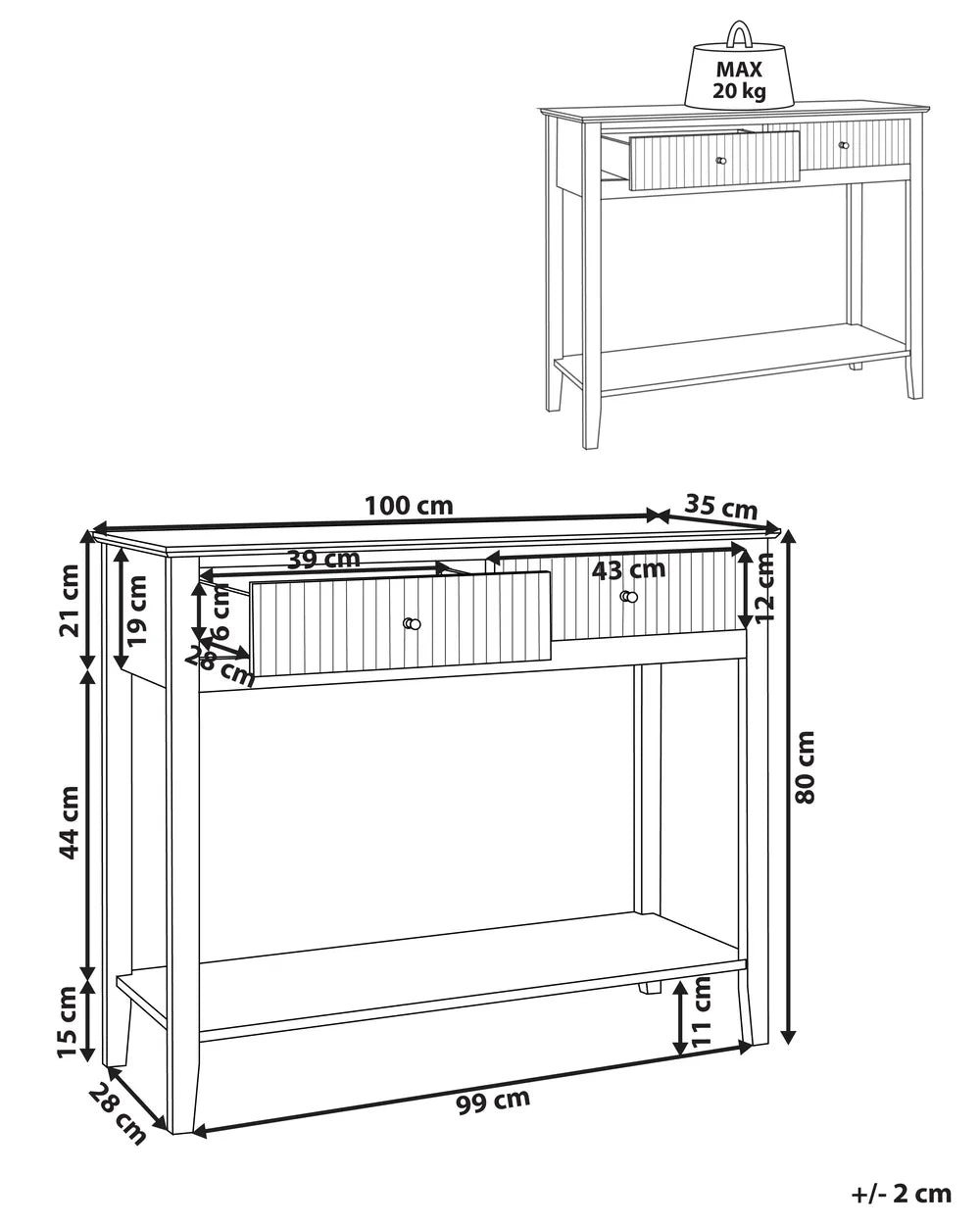 Console Table White Functional Storage Space Favora