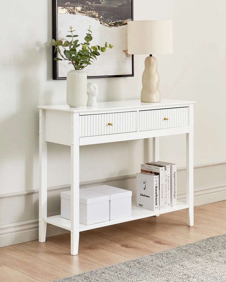 Console Table White Functional Storage Space Favora