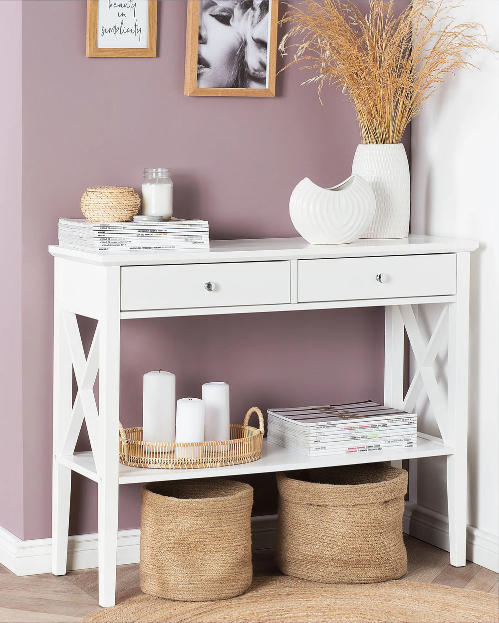 Console Table White High-Quality Materials Pavora