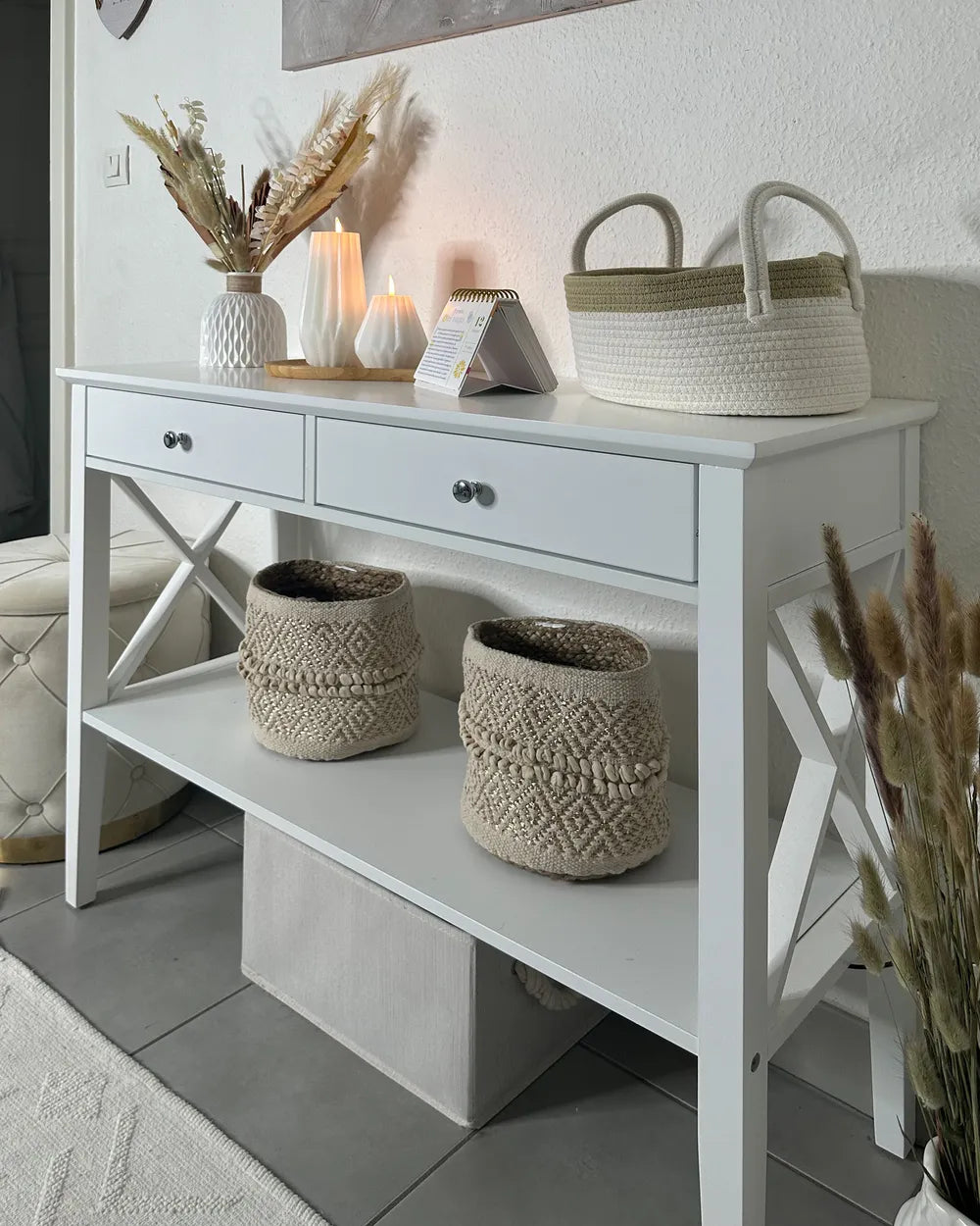 Console Table White High-Quality Materials Pavora