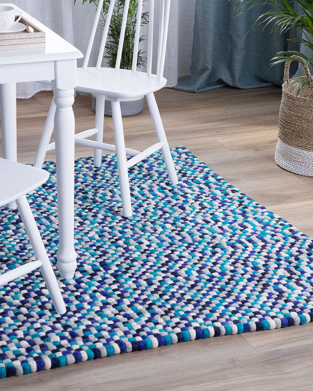 Amdo Felt Ball Rug 160 x 230 cm Multicolour Blue