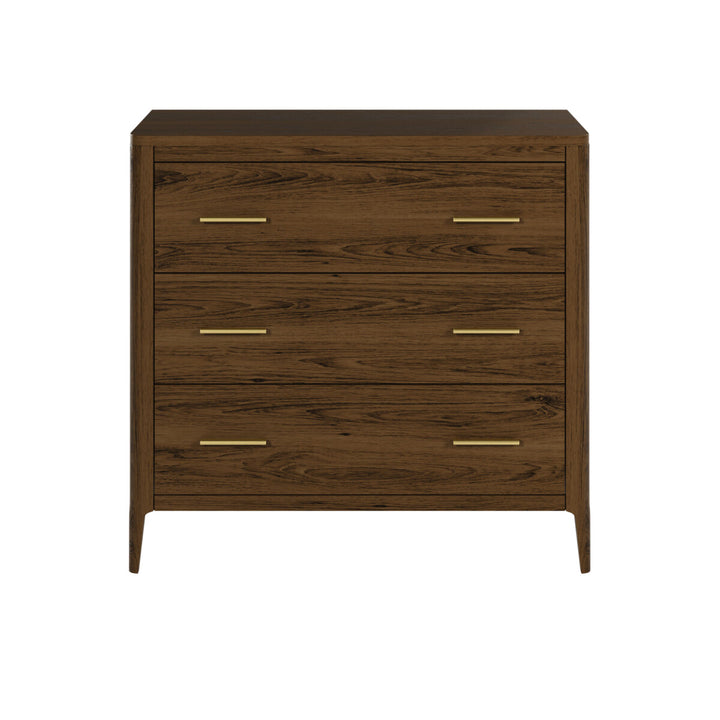 Wooden dresser with four drawers on a white background