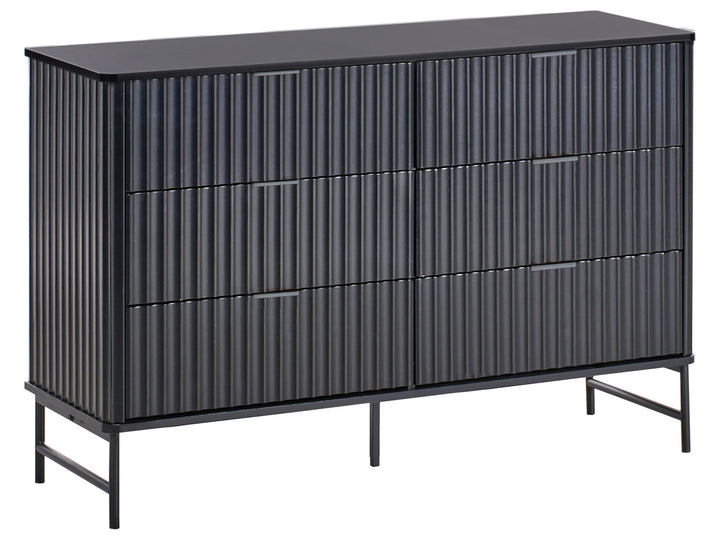6 Drawer Chest GLASTONBURY Black