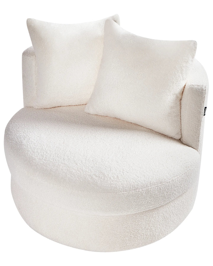 Swivel Armchair Boucle White Gabar