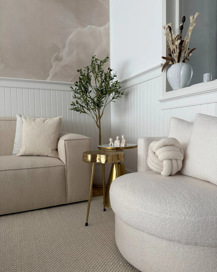 Swivel Armchair Boucle White Gabar