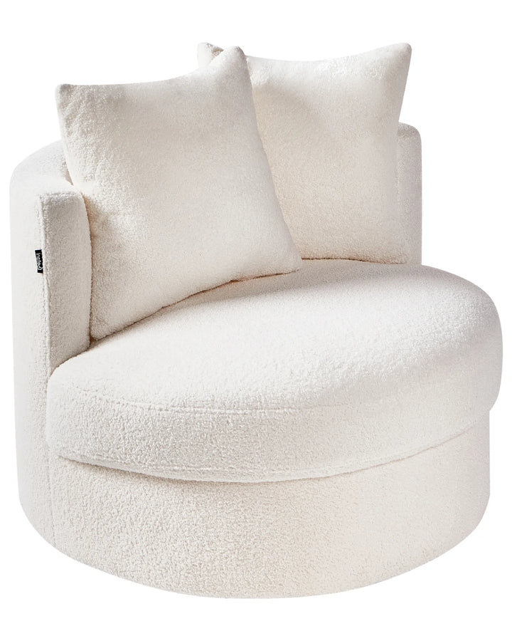Swivel Armchair Boucle White Gabar