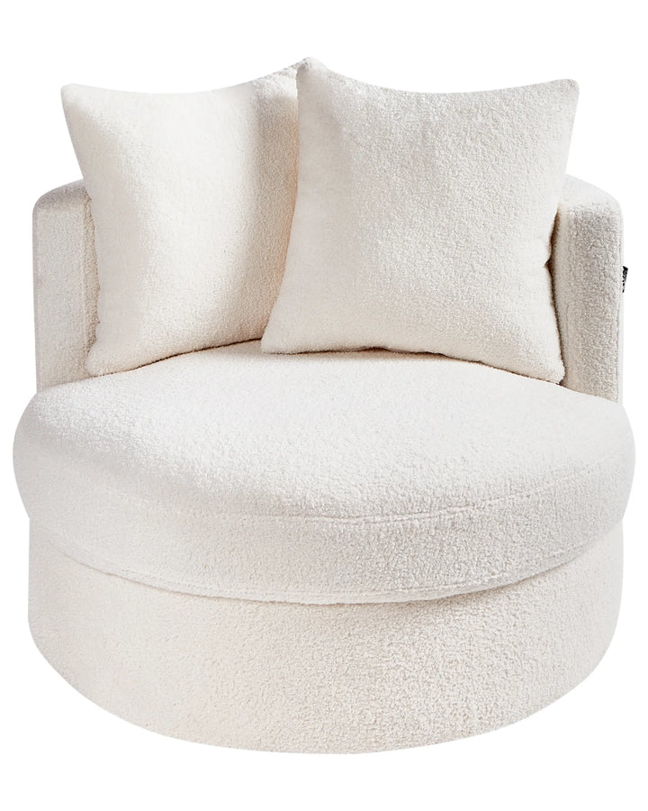 Swivel Armchair Boucle White Gabar