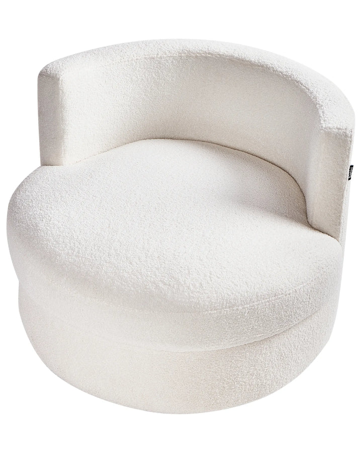 Swivel Armchair Boucle White Gabar