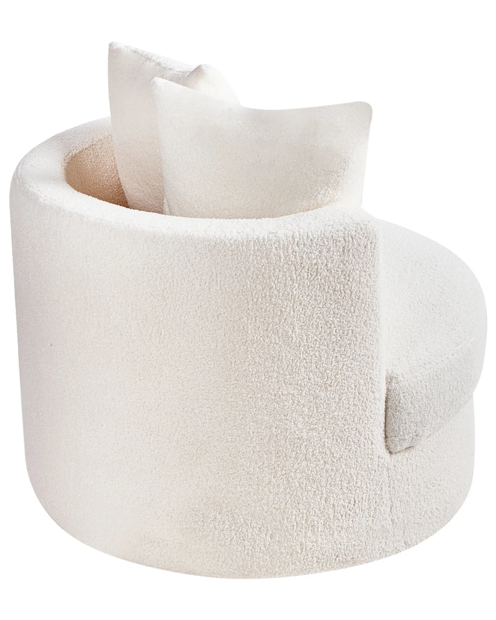 Swivel Armchair Boucle White Gabar