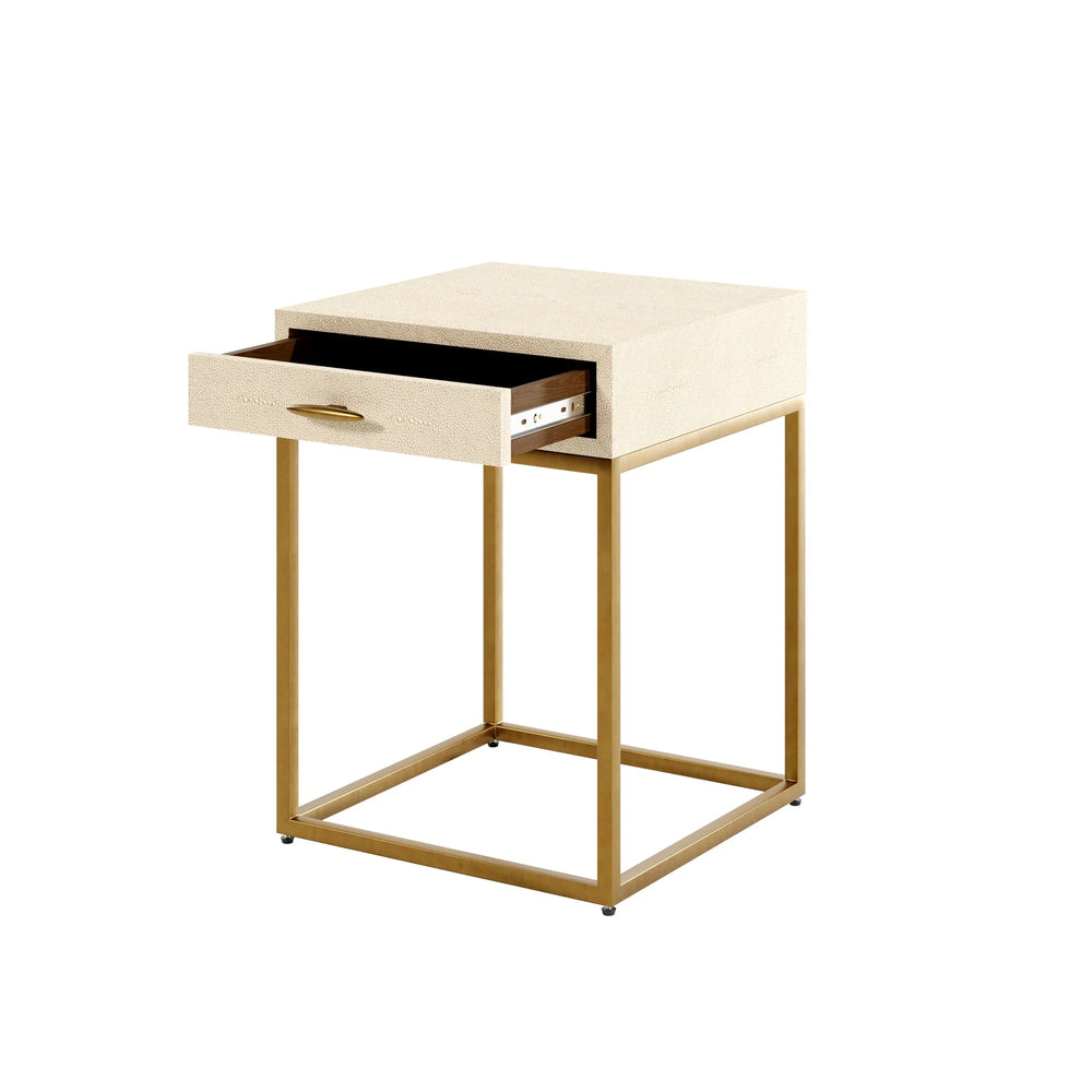 Small side table with a drawer on a white background